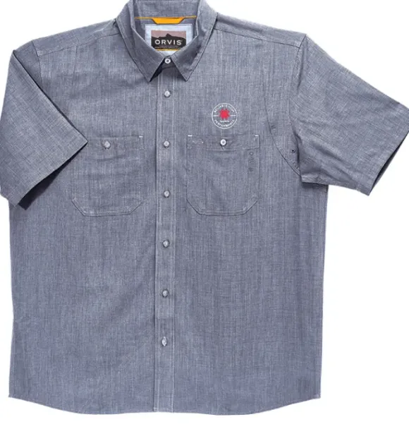 Spyderco Orvis® Men's Tech Chambray Blue Work Shirt Short Sleeve